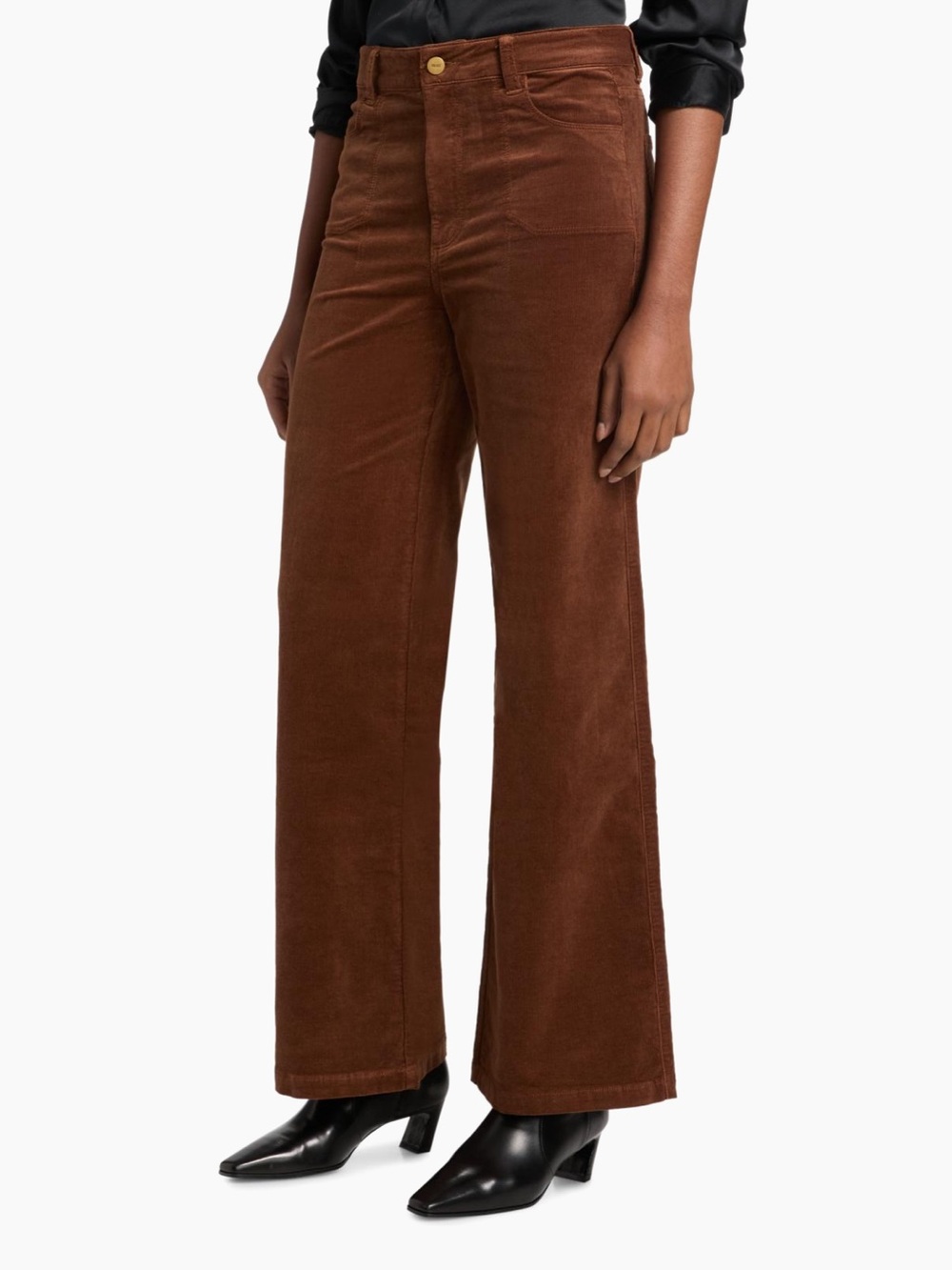 Paige Annessa High-Rise Wide-Leg Corduroy Jeans - Brown - Picture 3 of 8